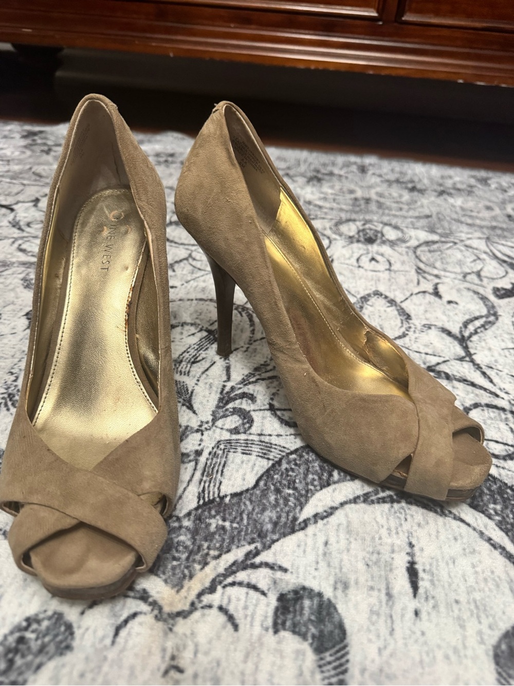 Banana republic  Taupe Suede Peep-Toe High Heels